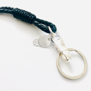 Schlüsselband zum Umhängen aus Leder - Premium Black Silver - NURI