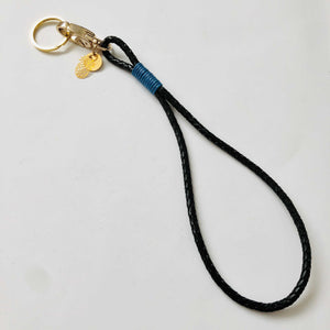 Schlüsselanhänger Leder Black-Gold Blue - NURI