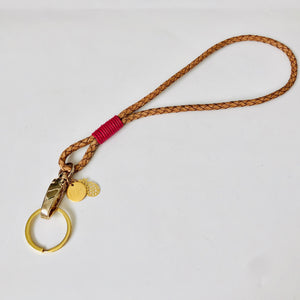 Schlüsselanhänger Leder Cognac Pink - NURI